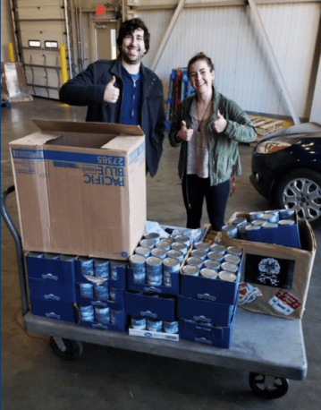 Students at food bank
