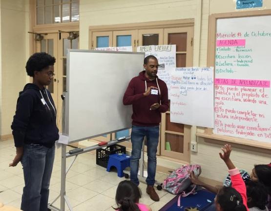 Staff presenting to children